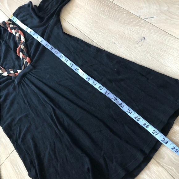 Vintage Ella Moss Braid Detailed Neck Bell Sleeve Top in Black Size S - Picture 9 of 9